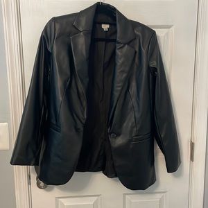 Black faux leather blazer